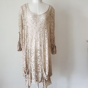 Joseph Ribkoff beige mesh dress